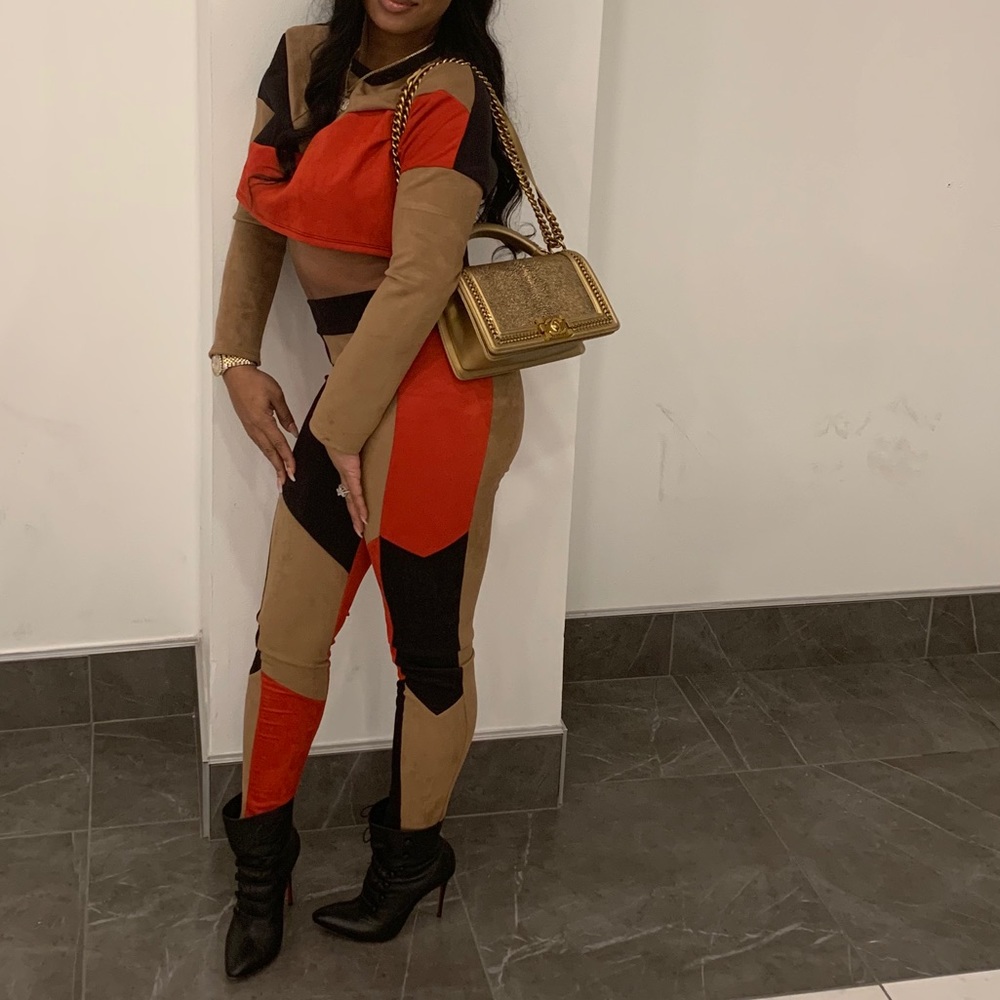 Color block 2pcs outfit